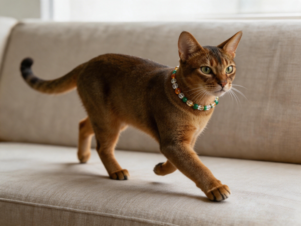 sunlit forest natural crystal pet collar | lightweight adjustable cat collar for abyssinian cats