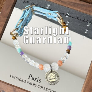 starlight guardian|crystal pet collar | blue leather style for small medium dogs & cats