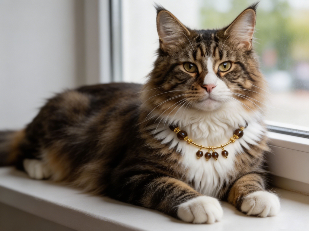 obsidian crown natural smoky quartz pet collar | luxury crown cat collar for maine coon