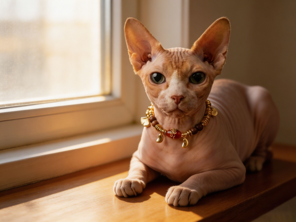 golden sandalwood blessing red agate pet collar | luxury new chinese style cat collar for sphynx cats